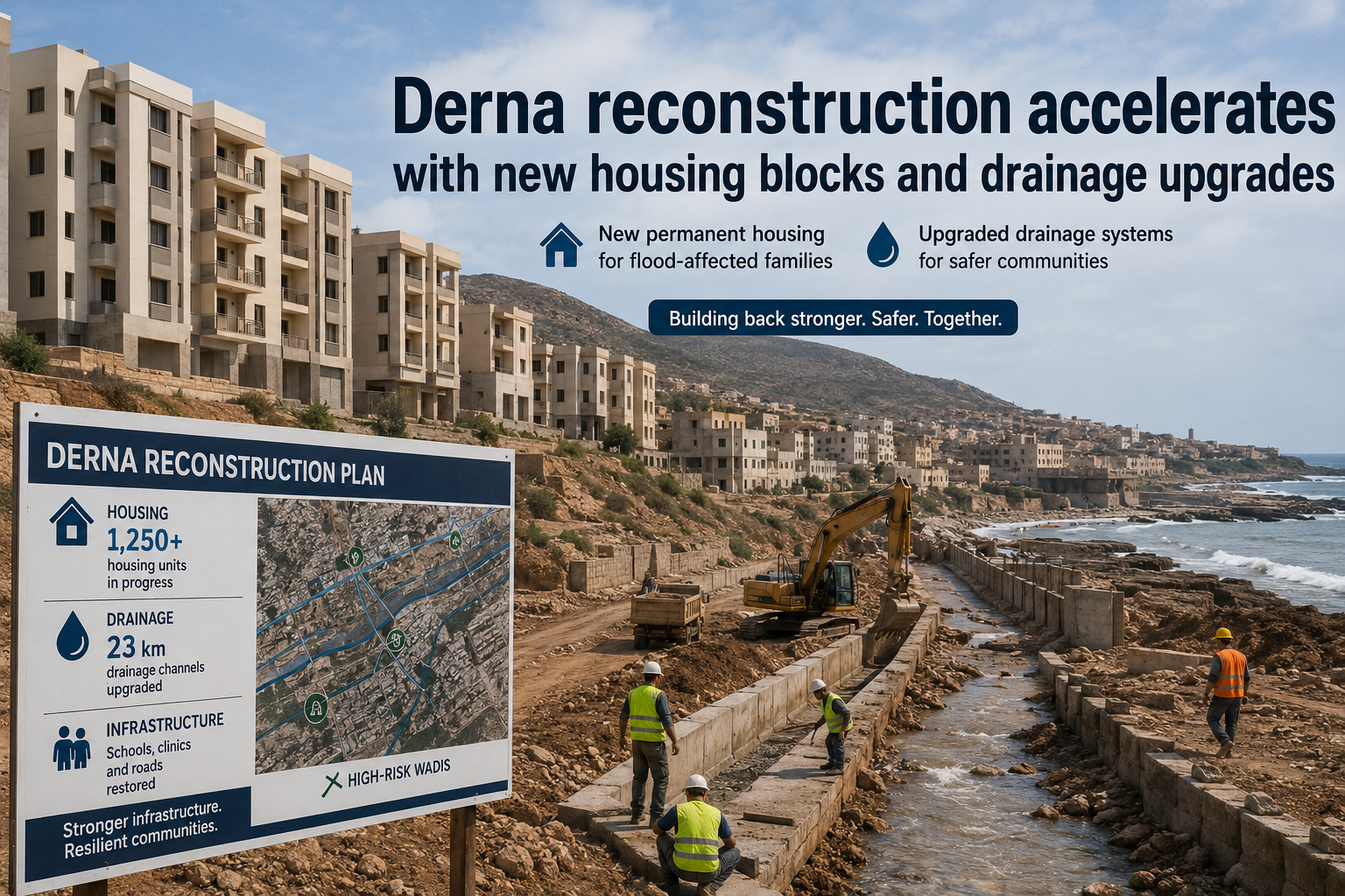 Derna reconstruction accelerates with new housing blocks and drainage upgrades